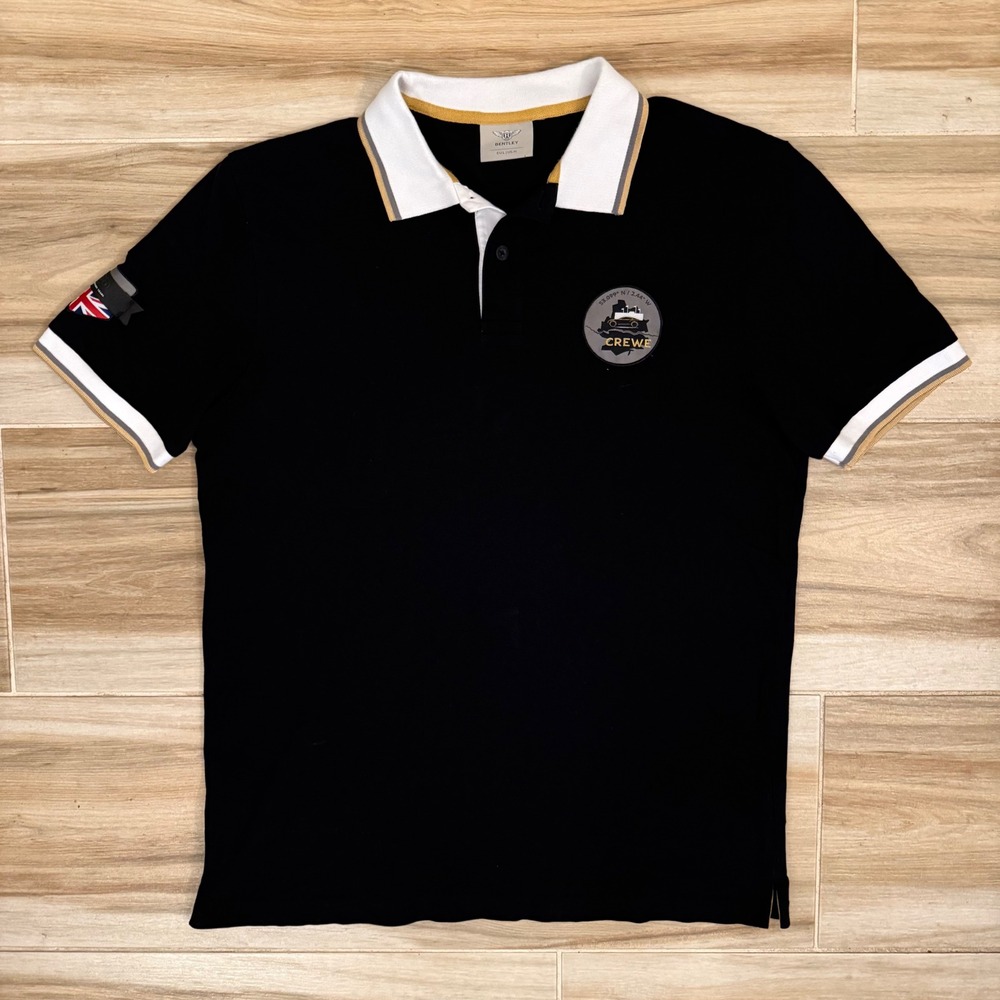 Bentley Motors Crewe 100 Years Anniversary Polo Shirt Mens Medium Black BL1952X